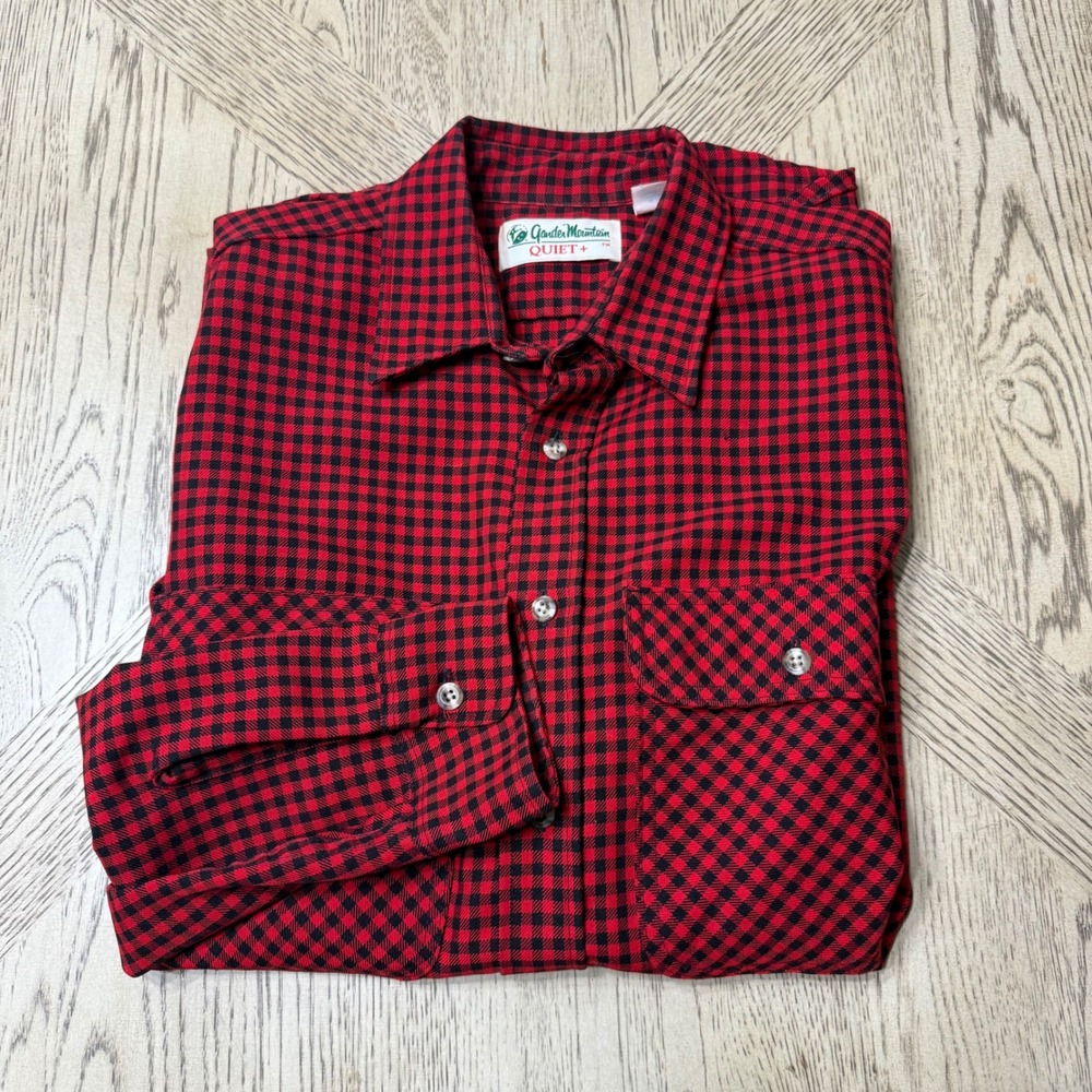 Gander Mountain Quiet+ Mens Large Tall Red‎ Black Buffalo Plaid Flannel Shirt